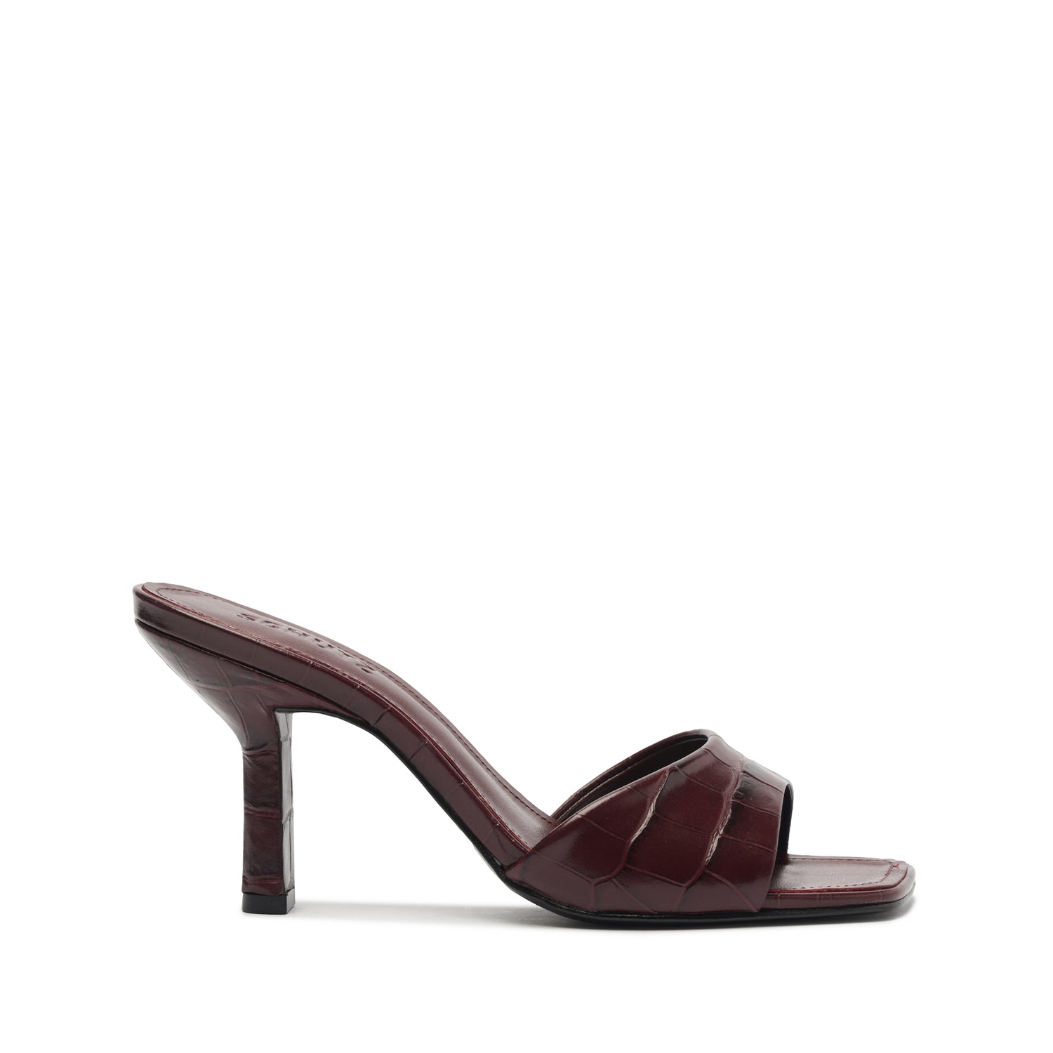 Posseni Sandal Sandals Fall 24 5 Cherry Wine Crocodile-Embossed Leather - Schutz Shoes