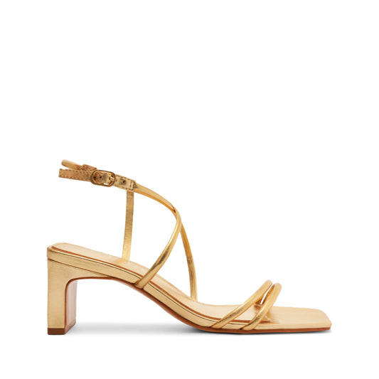 Aimee Block Leather Sandal RESORT 24 5 Gold Metallic Leather - Schutz Shoes