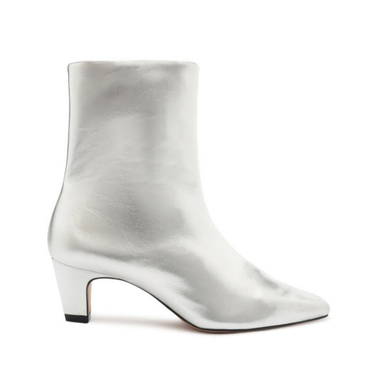 Dellia Metallic Leather Bootie Booties WINTER 23 5 Silver Metallic Leather - Schutz Shoes