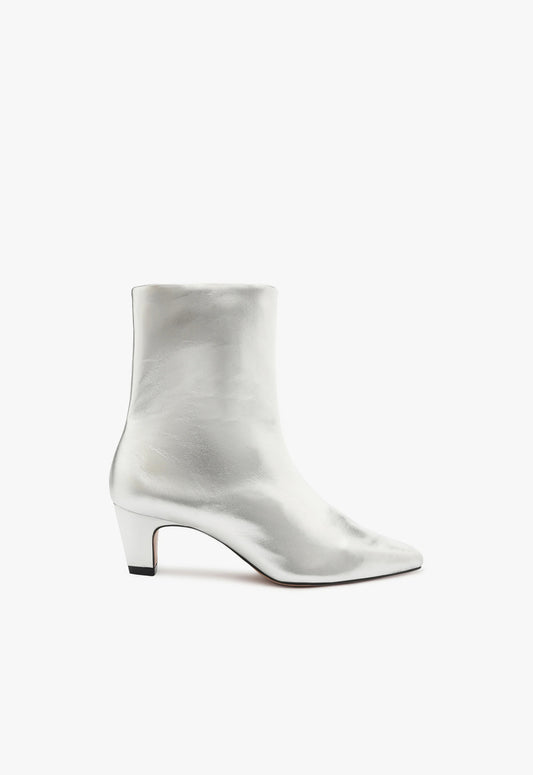 Dellia Metallic Leather Bootie WINTER 23 5 Silver Metallic Leather - Schutz Shoes