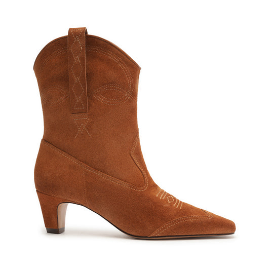 Allie Cow Suede Bootie Booties WINTER 23 5 Honey Peach Cow Suede - Schutz Shoes