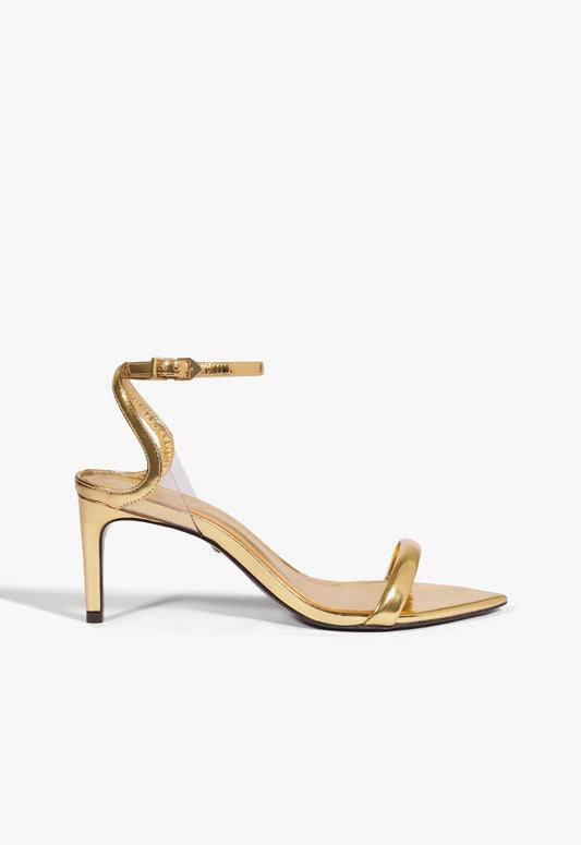 Skye Mid Stiletto Specchio Leather Sandal Sandals Fall 24 5 Gold Specchio Leather - Schutz Shoes