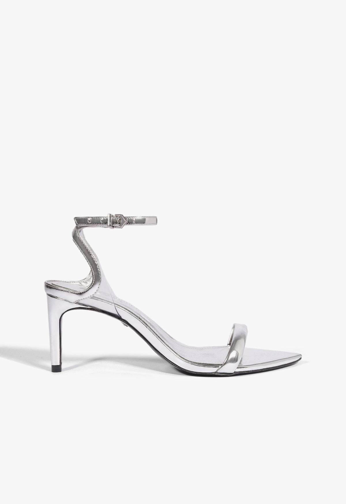 Skye Mid Stiletto Specchio Leather Sandal 5 Silver Specchio Leather - Schutz Shoes