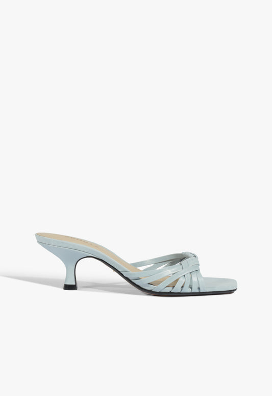 Tara Mule Mid Leather Sandal Resort 26 5 Light Azure Leather - Schutz Shoes