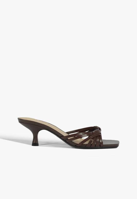 Tara Mule Mid Leather Sandal Resort 26 5 Chestnut Brown Leather - Schutz Shoes