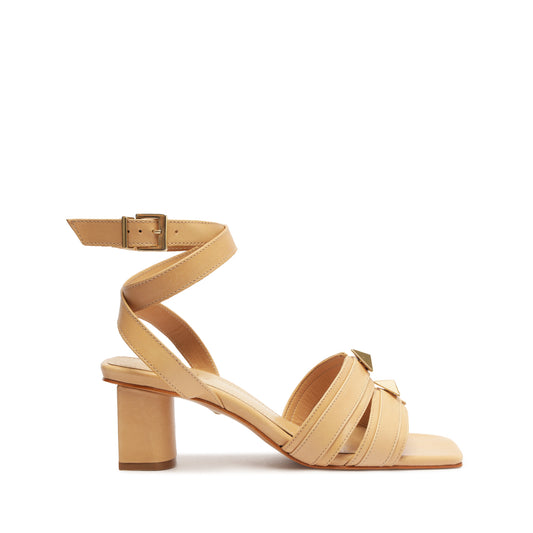 Kyrie Mid Leather Sandal SPRING 24 5 Bege Atanado Leather - Schutz Shoes