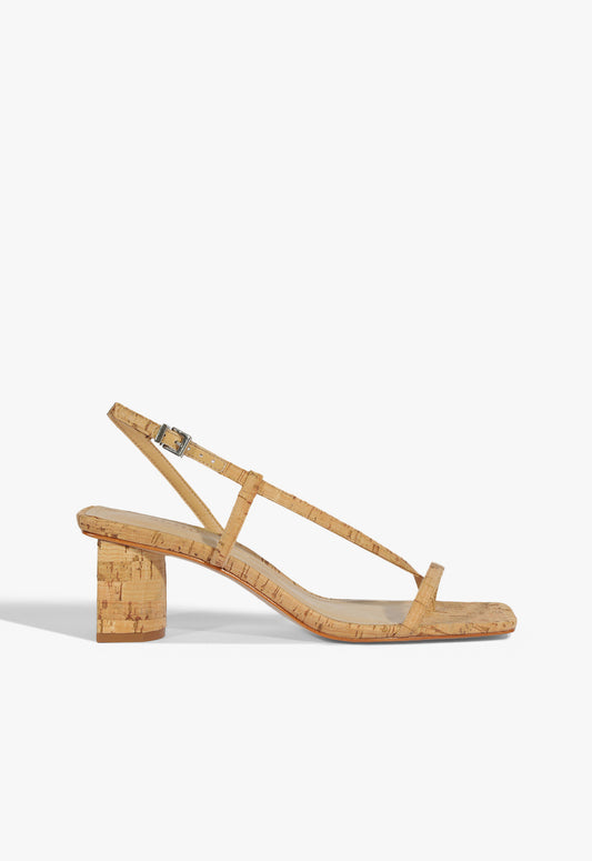 Heloise Mid Cork Sandal Spring 25 5 Beige Synthetic - Schutz Shoes