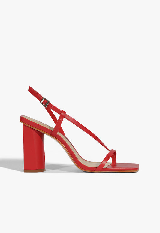 Heloise Block Leather Sandal Spring 25 5 Red Leather - Schutz Shoes