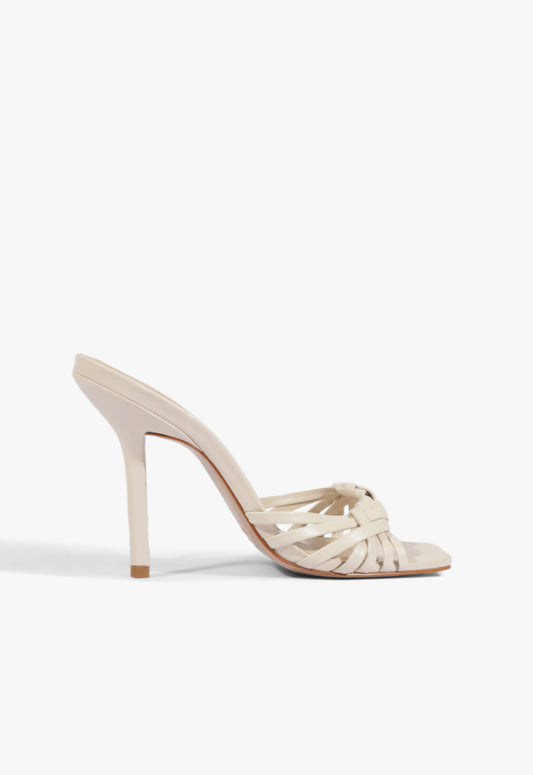 Tara Mule Leather Sandal 5 Sugar White Leather - Schutz Shoes