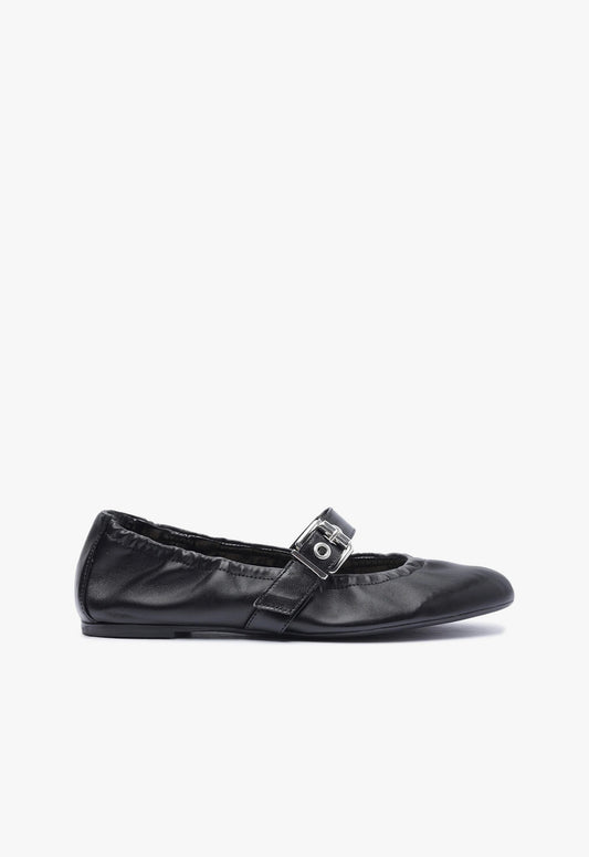 Calita Nappa Leather Flat RESORT 24 5 Black Nappa Leather - Schutz Shoes