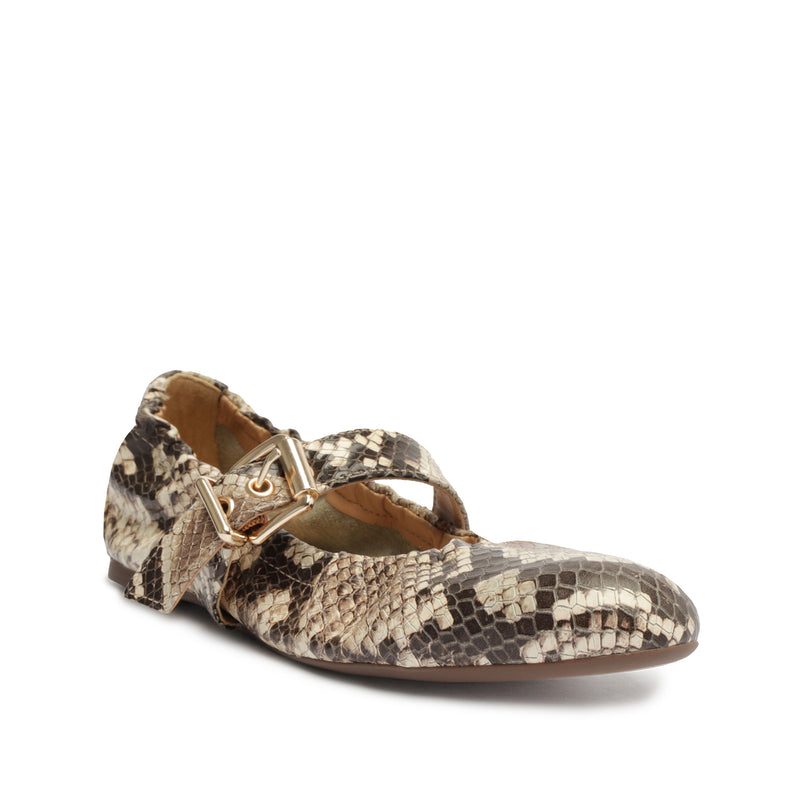 Calita Snake-Embossed Leather Flat Flats Fall 23    - Schutz Shoes