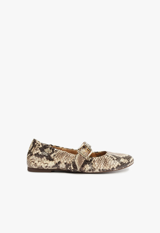 Calita Snake-Embossed Leather Flat FALL 23 5 Snake Printed Snake-Embossed Leather - Schutz Shoes