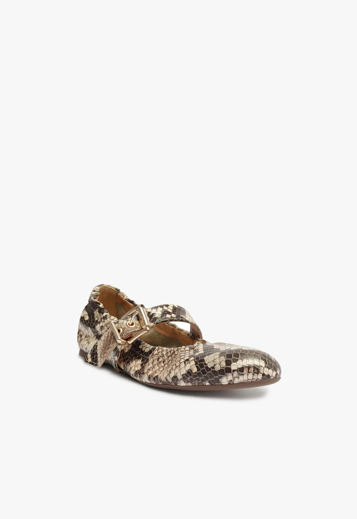 Calita Snake-Embossed Leather Flat Flats FALL 23    - Schutz Shoes