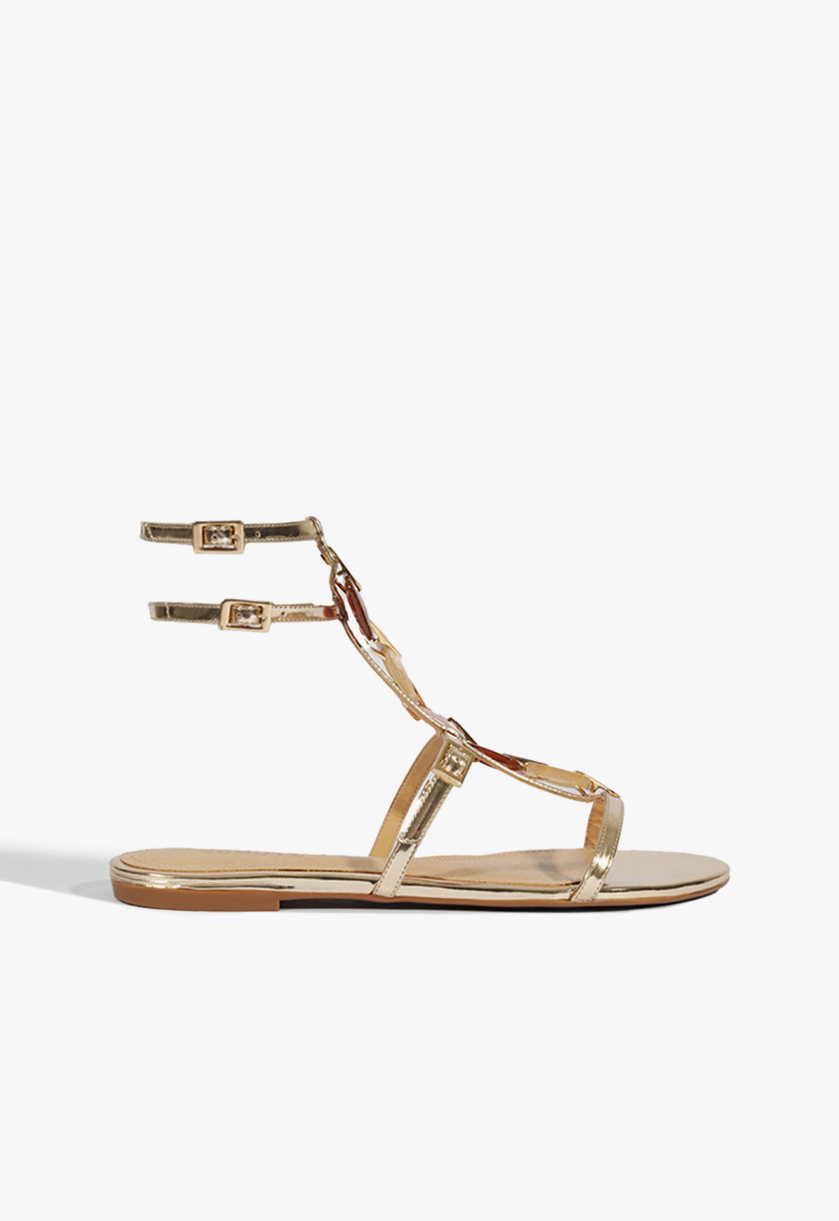 Cassandra Specchio Leather Sandal Flats Spring 25 5 Gold Metallic - Schutz Shoes