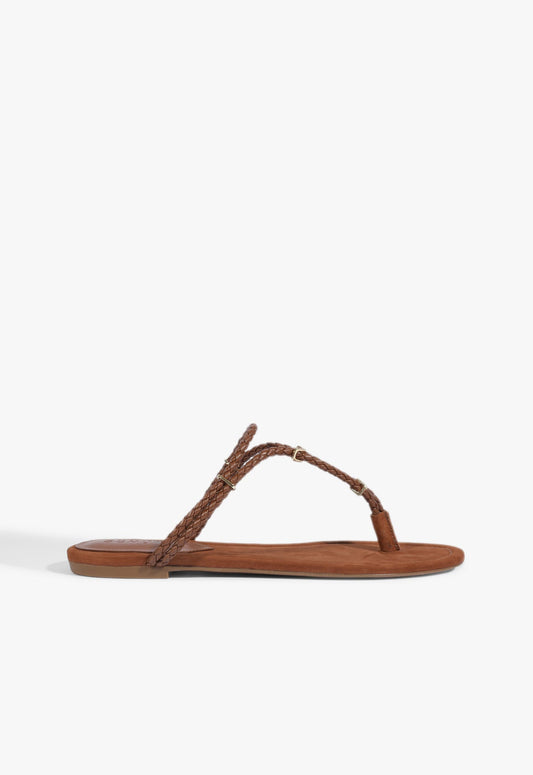 Cordelia Flat Sandal 5 Cognac Synthetic - Schutz Shoes