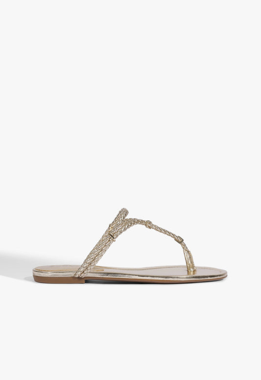 Cordelia Flat Sandal 5 Platinum Metallic Synthetic - Schutz Shoes