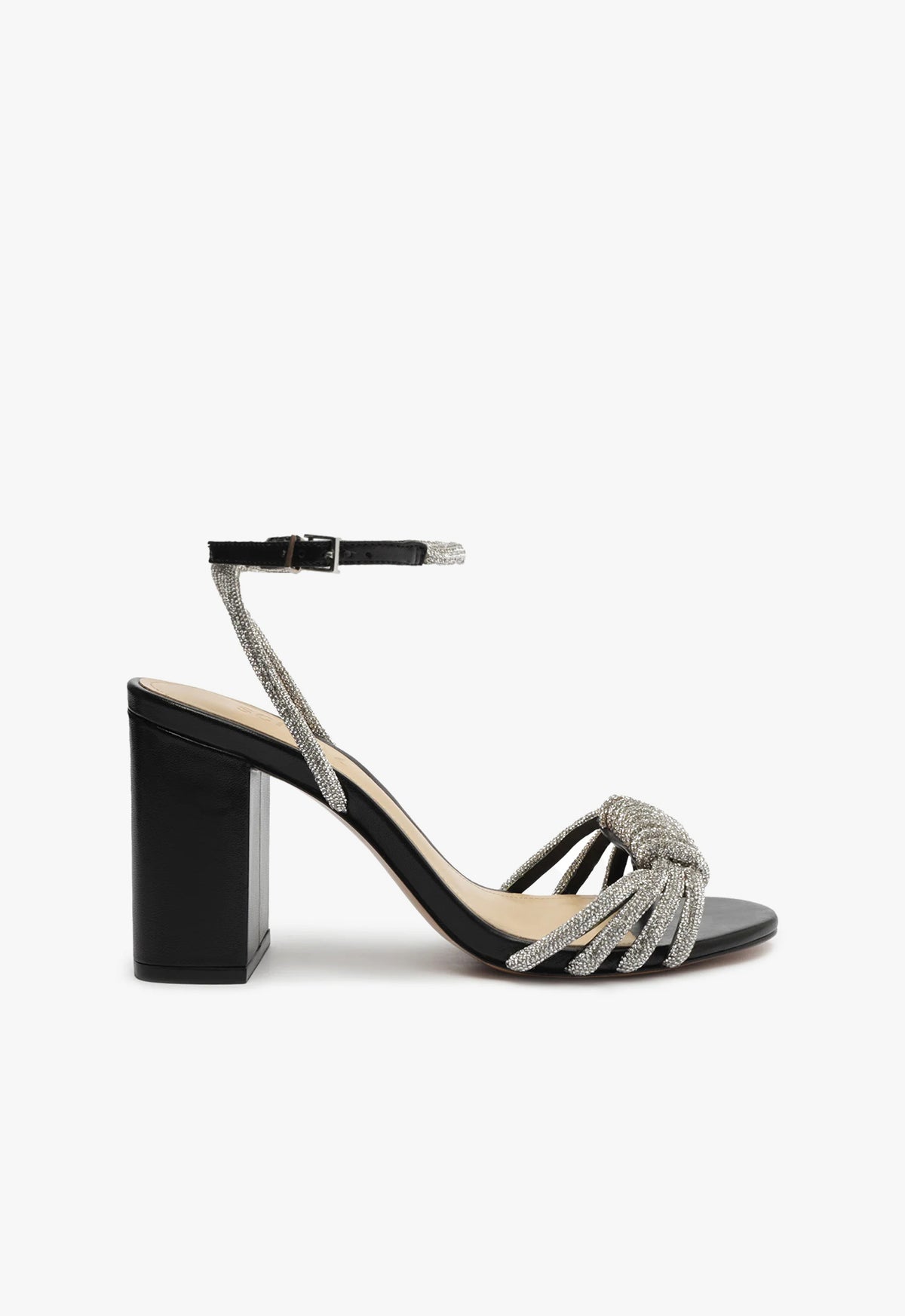 Jewell Block Leather Sandal 5 Black Nappa Leather - Schutz Shoes
