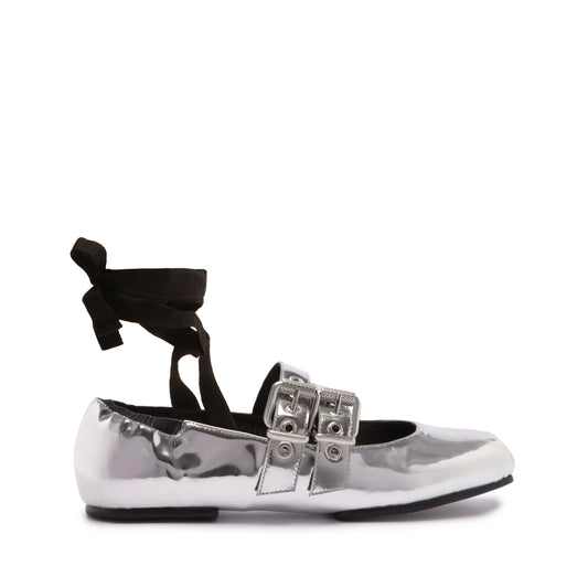 Raika Specchio Leather Flat Flats PRE FALL 23 5 Silver Specchio Leather - Schutz Shoes