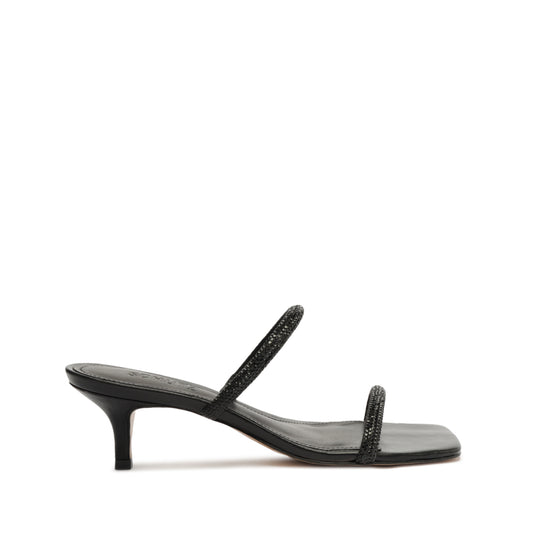 Taliah Square Sandal RESORT 24 5 Crystal Black Nubuck - Schutz Shoes