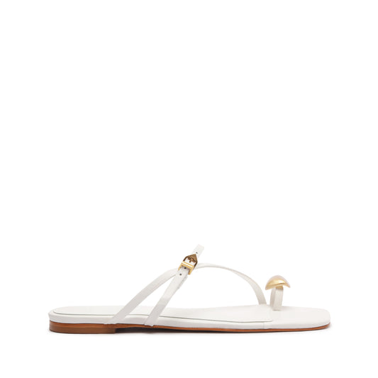 Elysa Leather Sandal Flats SPRING 24 5 White Atanado Leather - Schutz Shoes