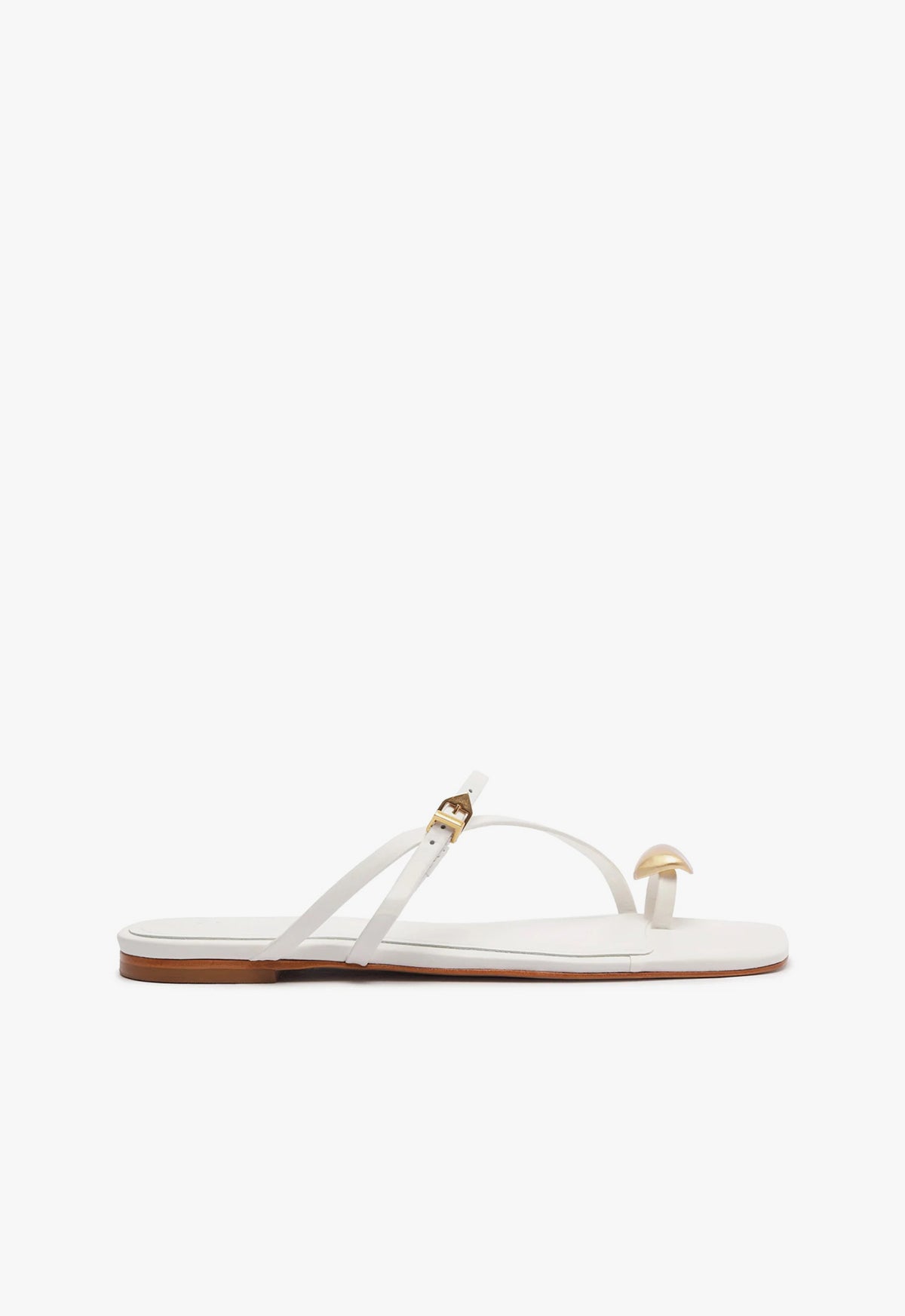 Elysa Leather Sandal Flats SPRING 24 5 White Atanado Leather - Schutz Shoes