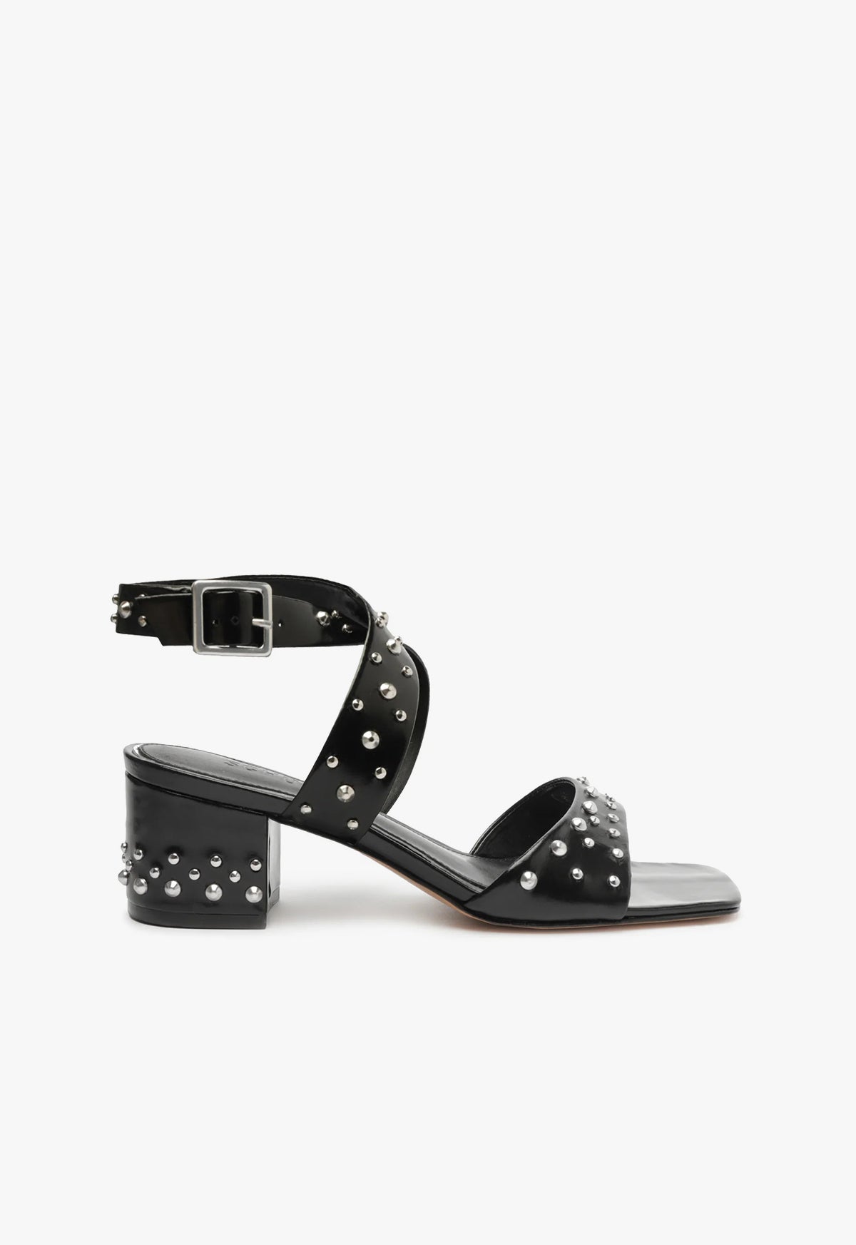 Lizzy Mid Block Leather Sandal Sandals FALL 23 5 Black Leather - Schutz Shoes