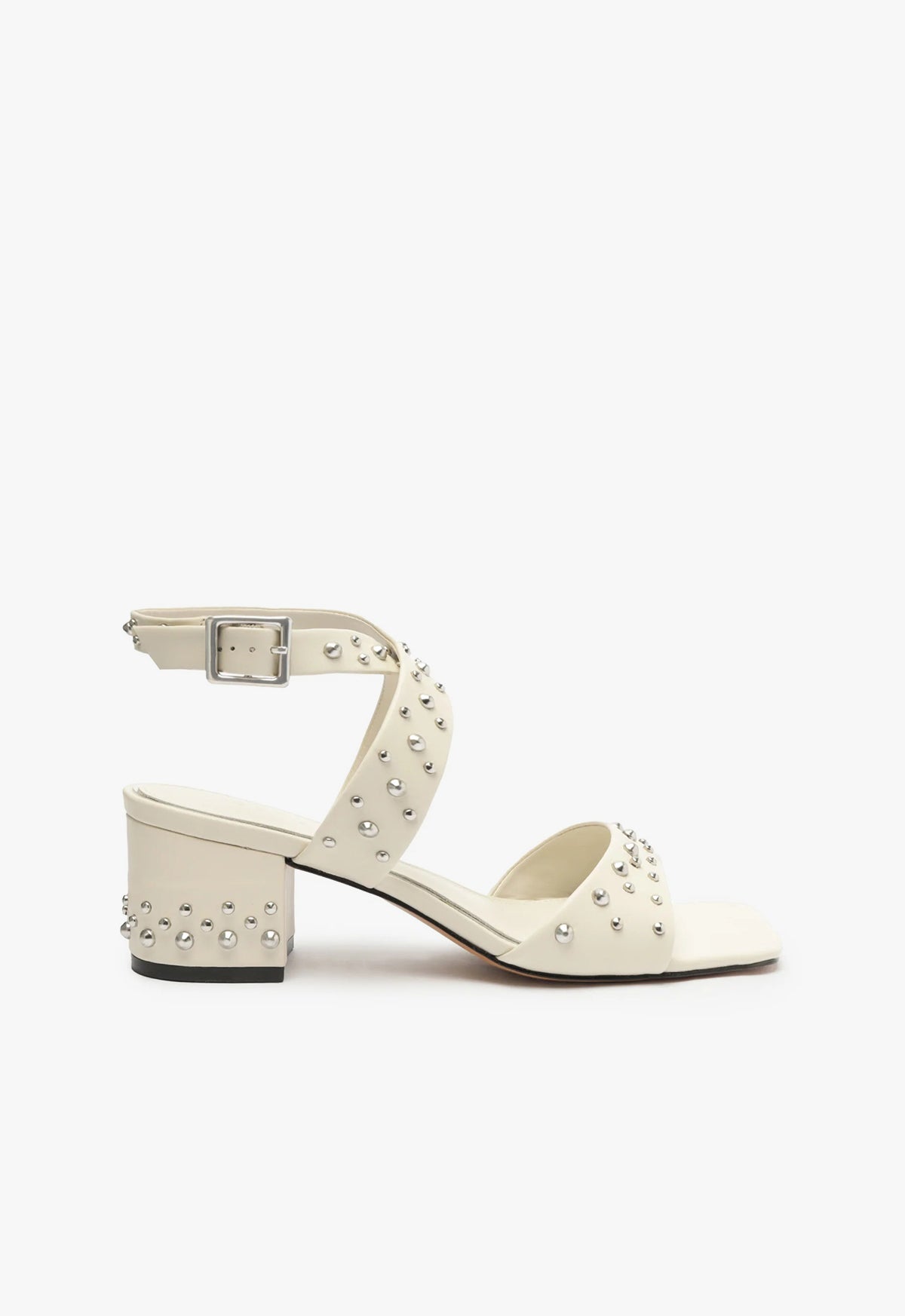 Lizzy Mid Block Leather Sandal Sandals FALL 23 5 Pearl Leather - Schutz Shoes