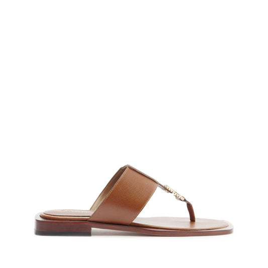 Salma Metallic Leather Flat Sandal High Summer 24 5 Caramel Atanado Leather - Schutz Shoes