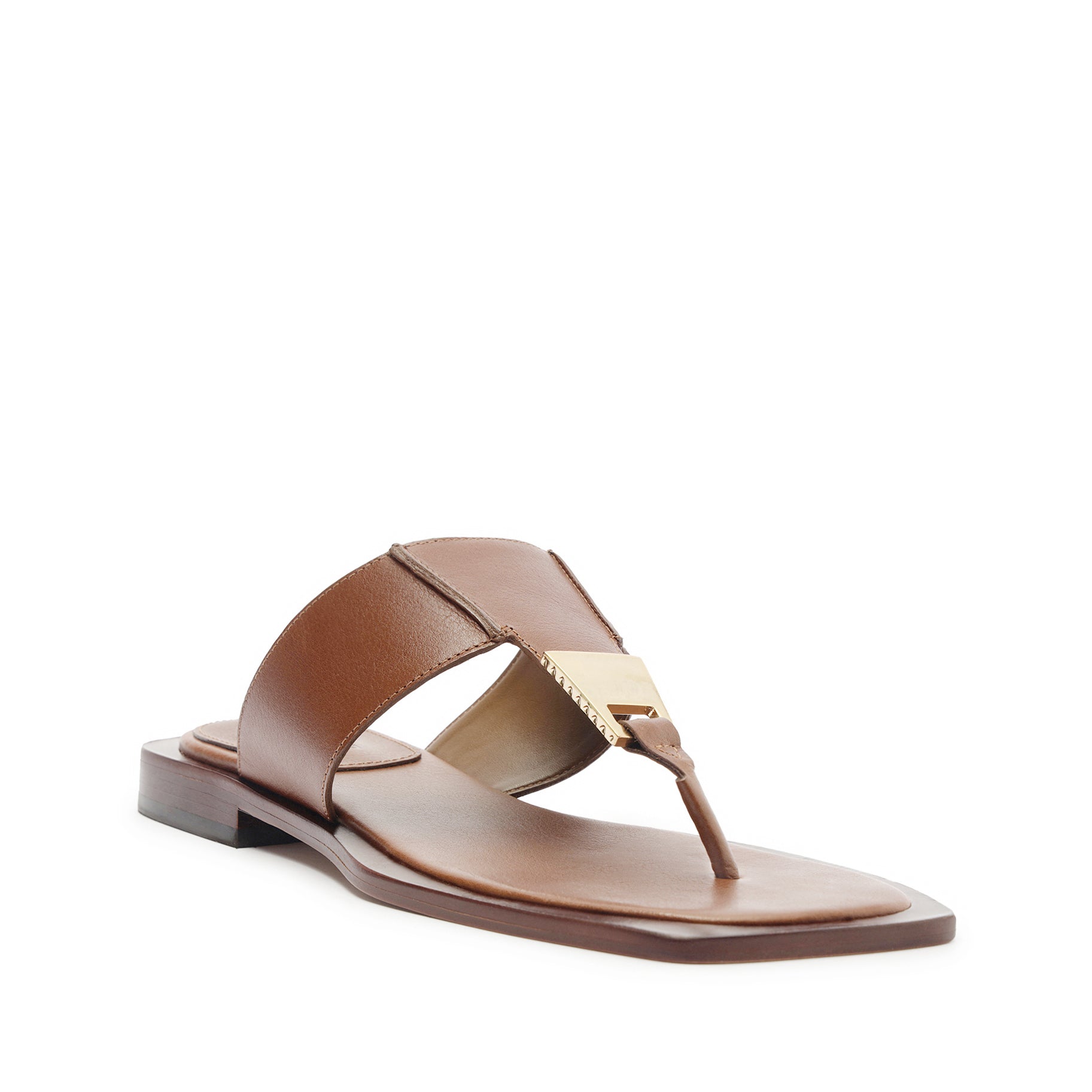 Salma Metallic Leather Flat Sandal Flats High Summer 24    - Schutz Shoes