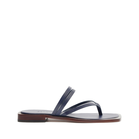 Rania Leather Flat Sandal High Summer 24 5 Blue Nappa Leather - Schutz Shoes