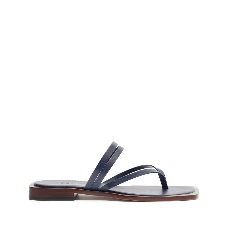 Rania Leather Flat Sandal Flats High Summer 24 5 Blue Nappa Leather - Schutz Shoes