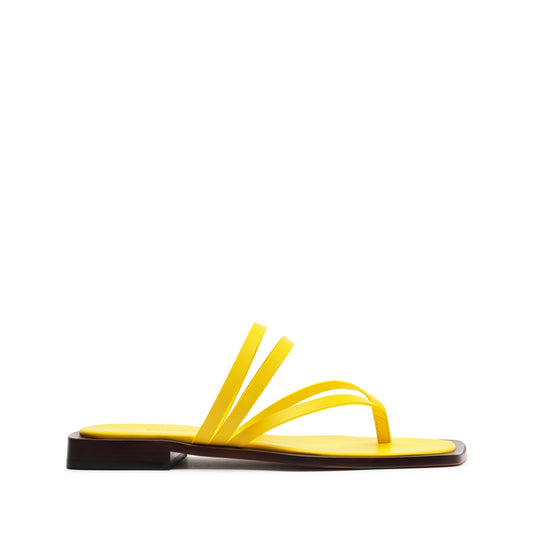 Rania Leather Flat Sandal Flats High Summer 24 5 Yellow Atanado Leather - Schutz Shoes