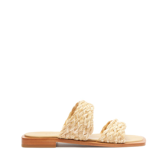 Amani Straw Flat Sandal Flats High Summer 24 5 Beige Leather - Schutz Shoes