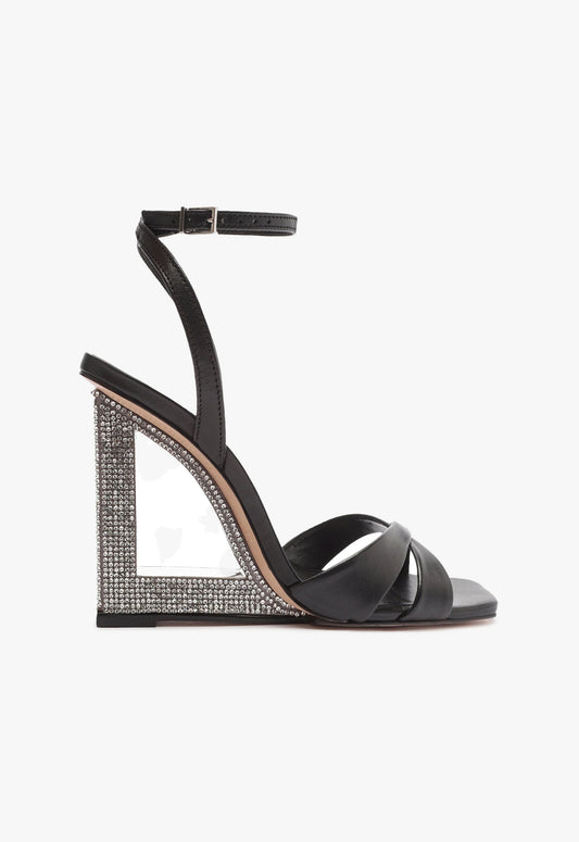 Phillie Leather Sandal WINTER 23 5 Black Nappa Leather - Schutz Shoes