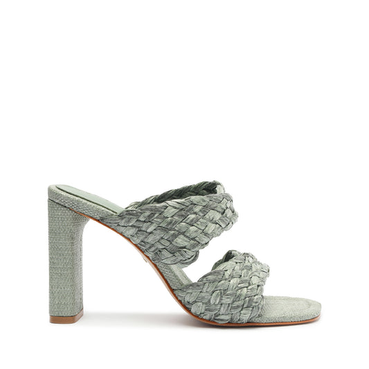 Amani Straw Sandal High Summer 24 5 Green Leather - Schutz Shoes