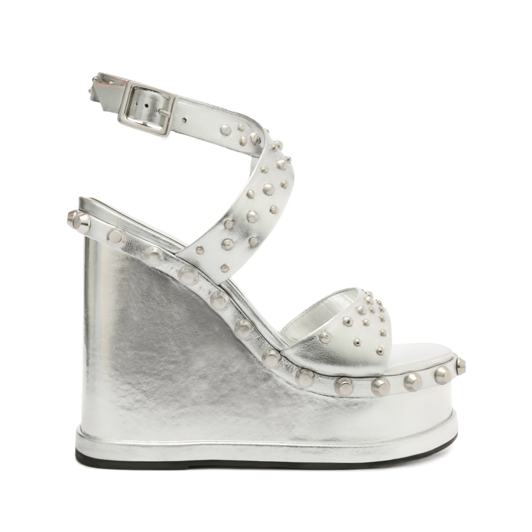 Lizzy Metallic Leather Sandal Sandals FALL 23 5 Silver Metallic Leather - Schutz Shoes