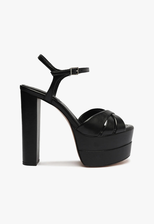 Keefa High Nappa Leather Sandal CO 5 Black Nappa Leather - Schutz Shoes