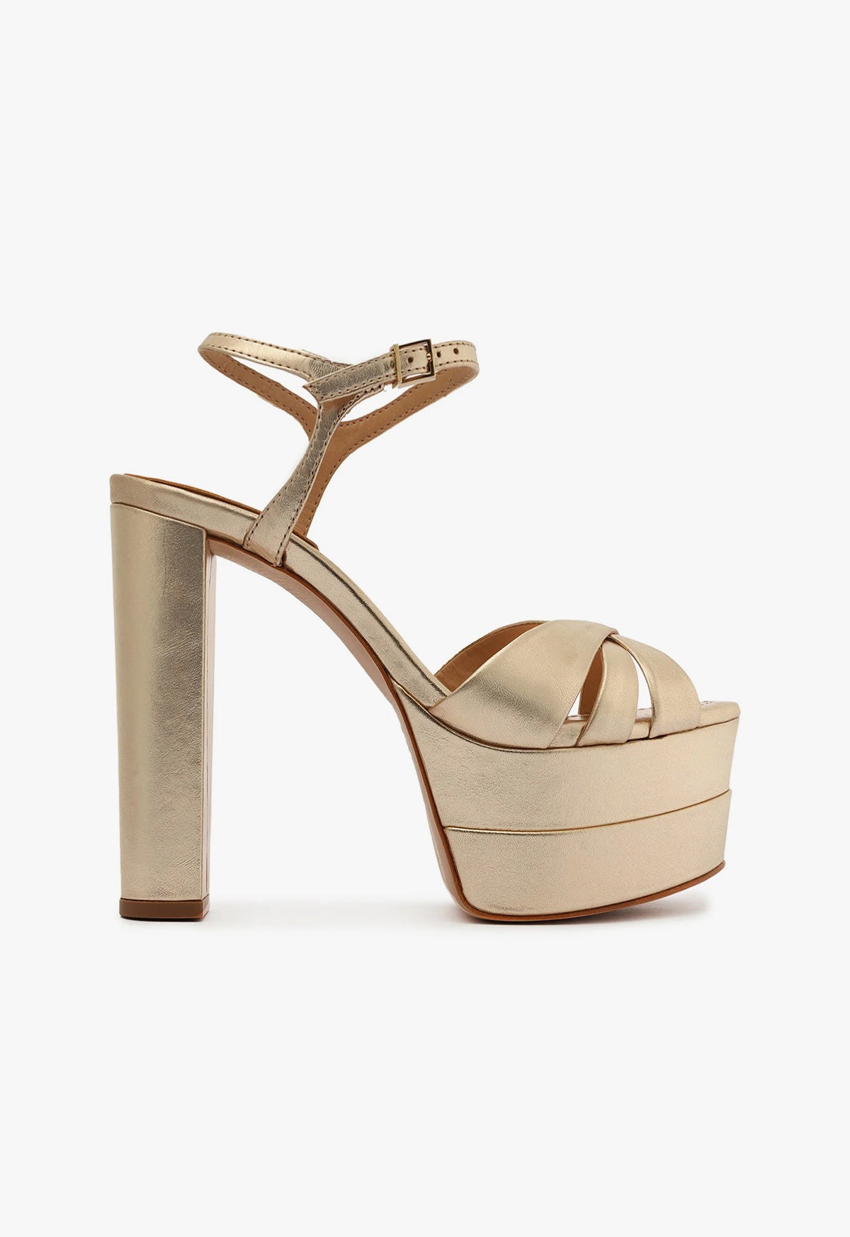 Keefa High Metallic Leather Sandal CO 5 Gold Metallic Leather - Schutz Shoes