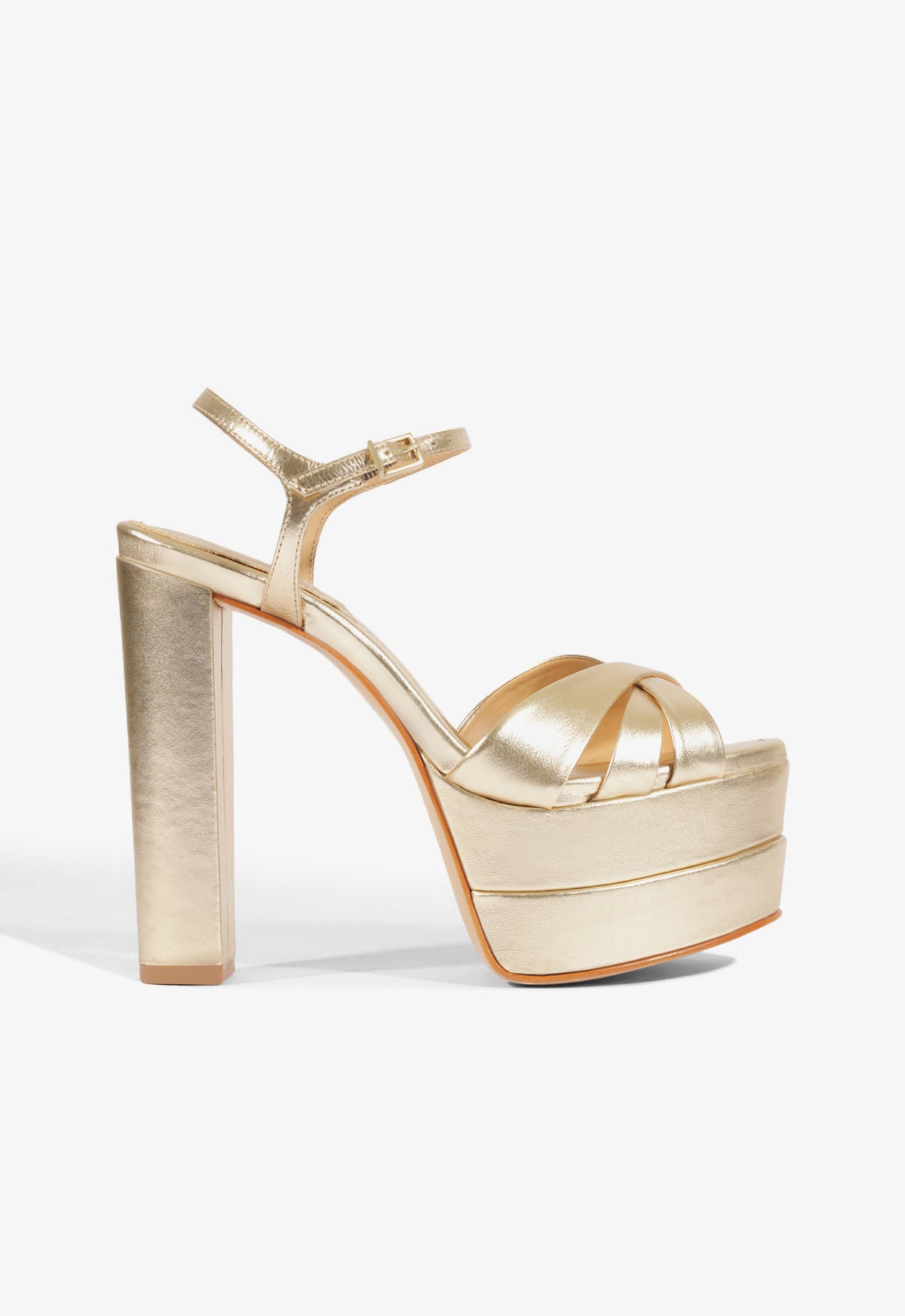 Keefa High Sandal 5 Gold Metallic Leather - Schutz Shoes
