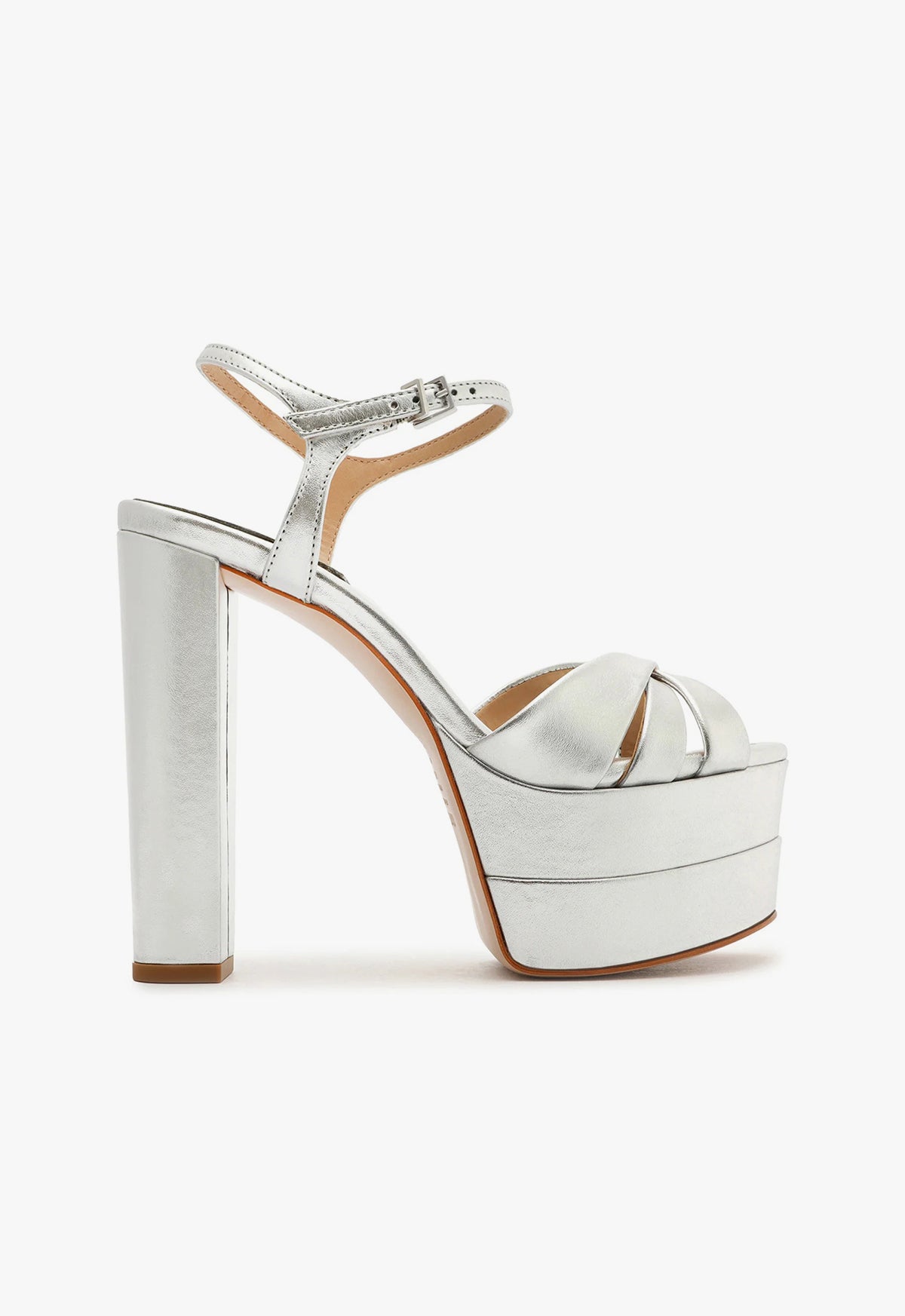 Keefa High Sandal CO 5 Silver Metallic Leather - Schutz Shoes