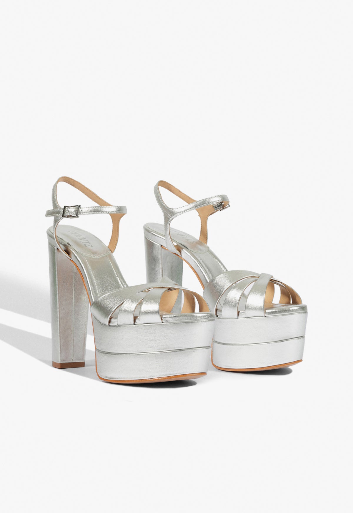 Keefa High Platform Sandal | Metallic Silver Leather - SCHUTZ