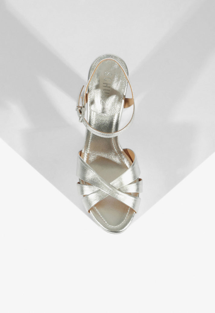 Keefa High Platform Sandal | Metallic Silver Leather - SCHUTZ