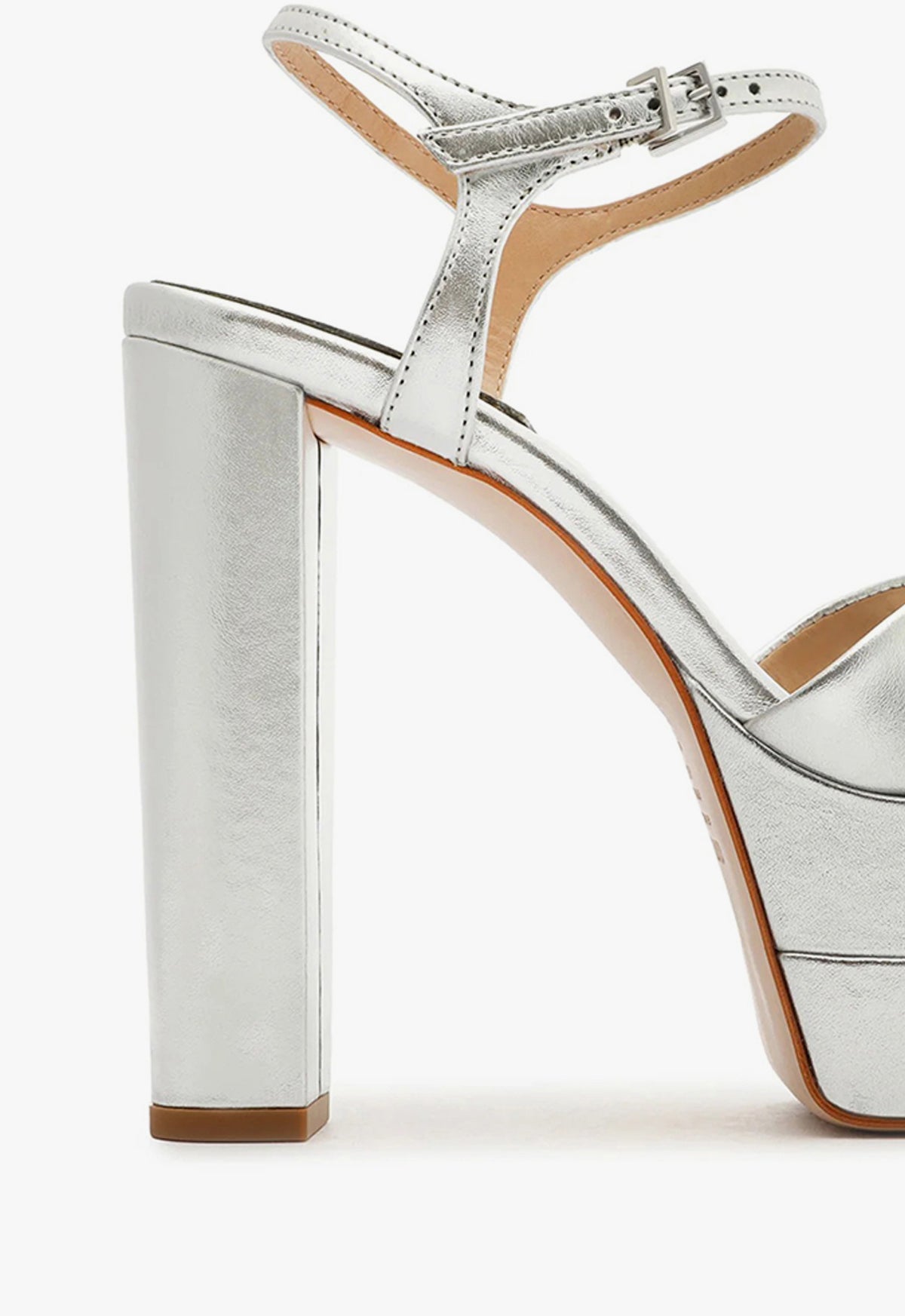 Keefa High Platform Sandal Metallic Silver Leather SCHUTZ