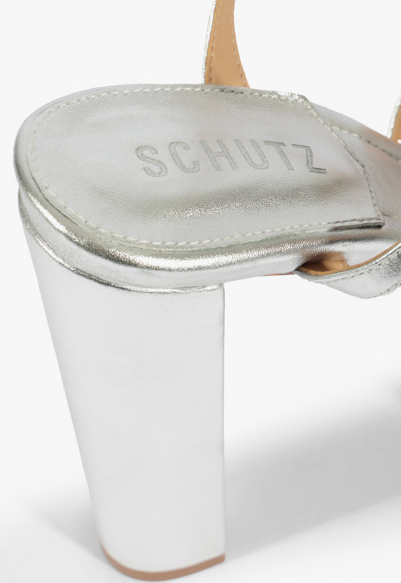 Keefa High Platform Sandal | Metallic Silver Leather - SCHUTZ