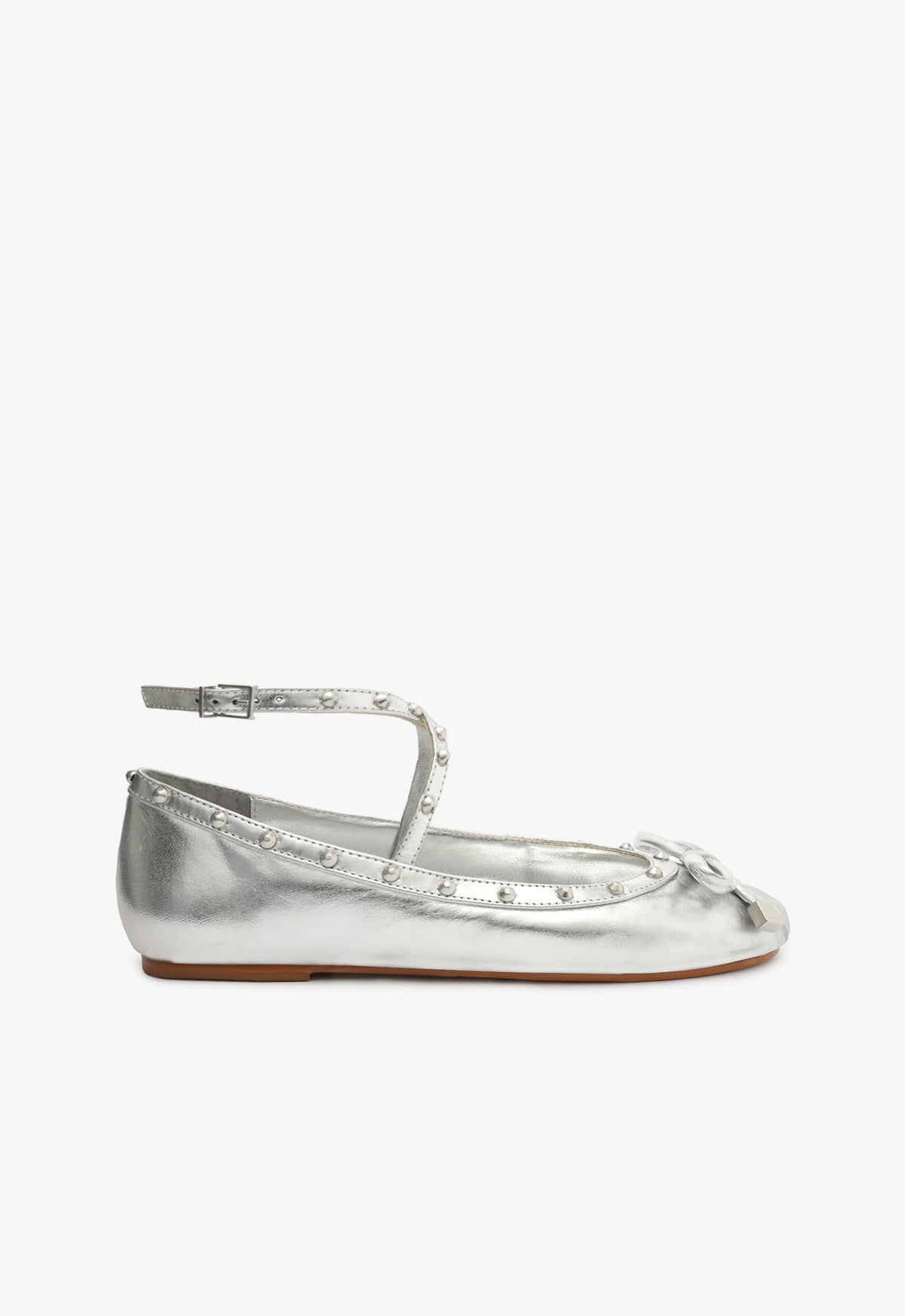 Larissa Metallic Leather Flat RESORT 24 5 Silver Metallic Leather - Schutz Shoes