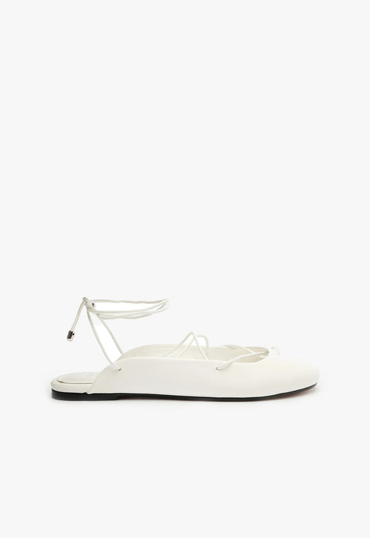 Cami Casual Leather Flat Flats FALL 23 5 White Nappa Leather - Schutz Shoes