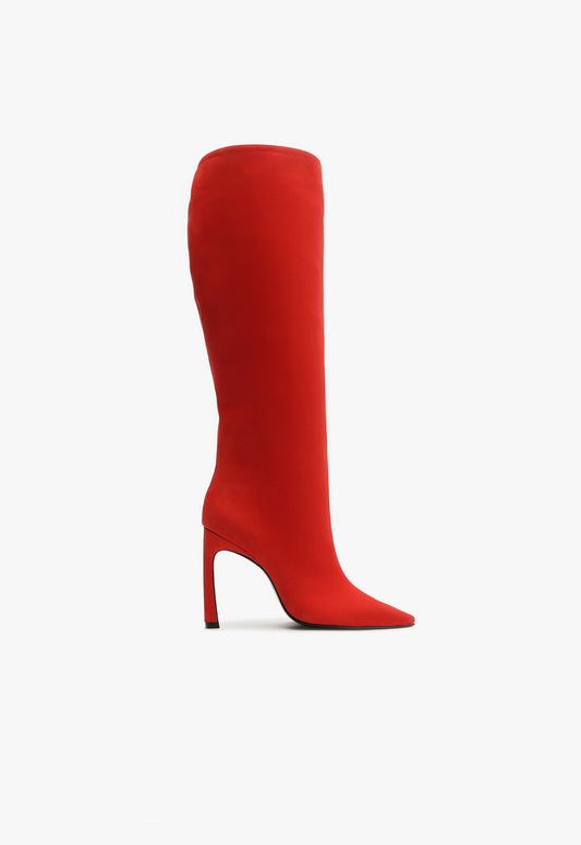 Cate Curve Boot Winter 24 5 Red Nubuck - Schutz Shoes