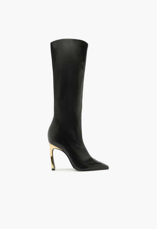 Cate Curve Boot Winter 24 5 Black Atanado Leather - Schutz Shoes