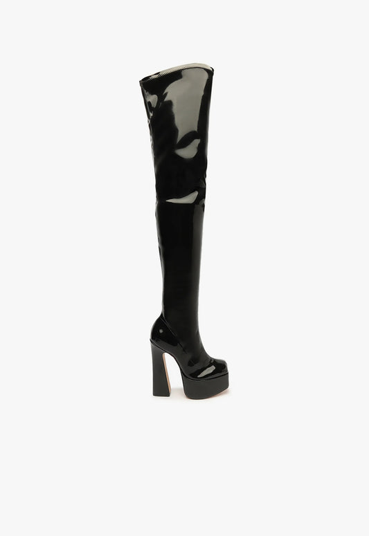 Dolores Patent Boot OLD 5 Black Faux Patent Leather - Schutz Shoes