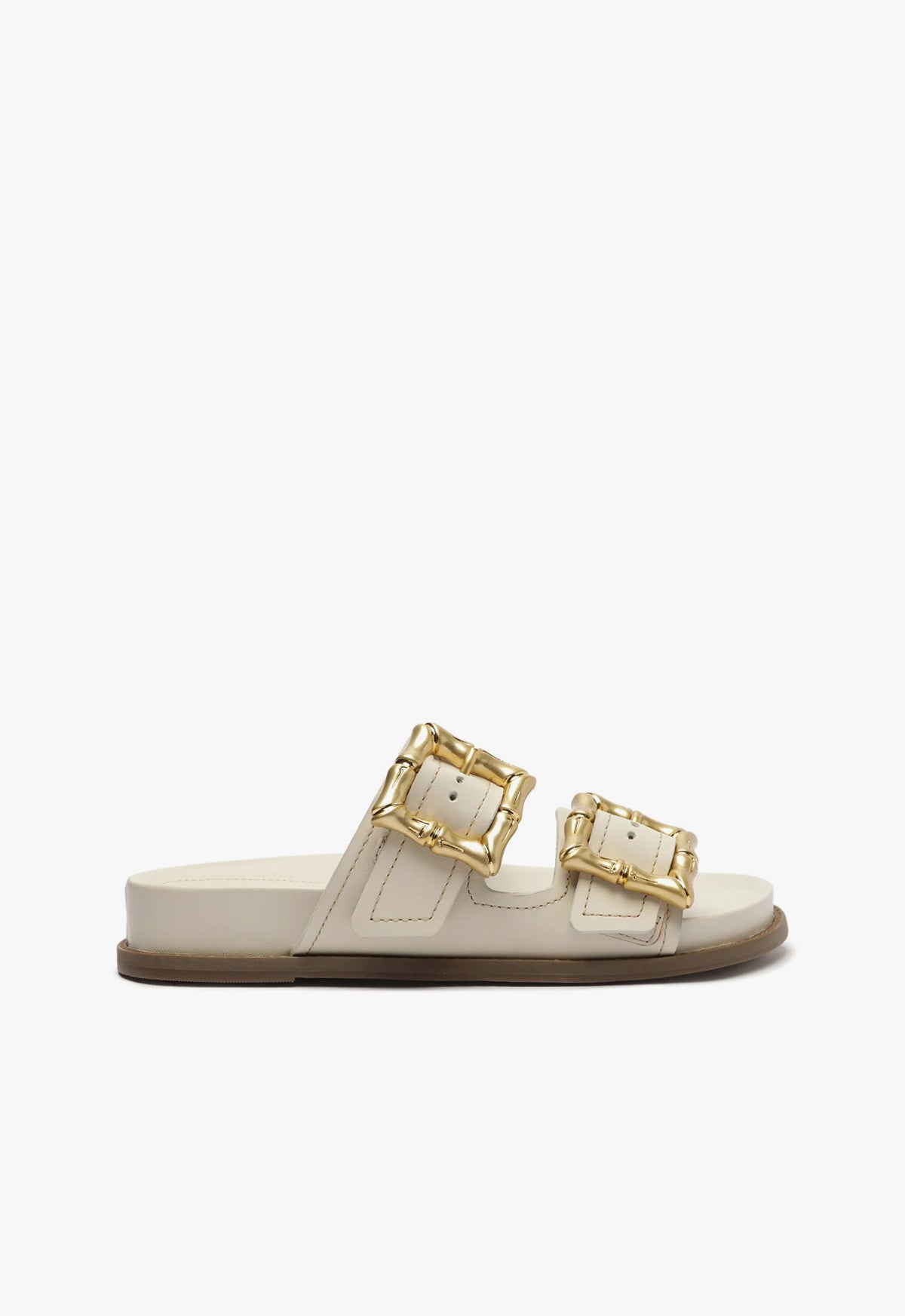 Enola Sporty Leather Sandal Flats SPRING 24 5 Pearl Leather - Schutz Shoes